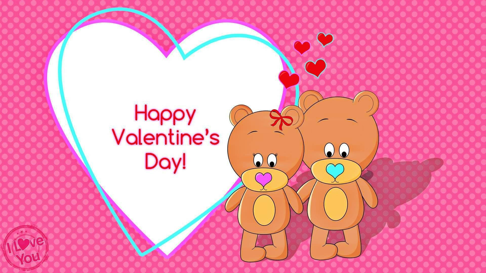 Cute Valentine's Day Bear Heart Background