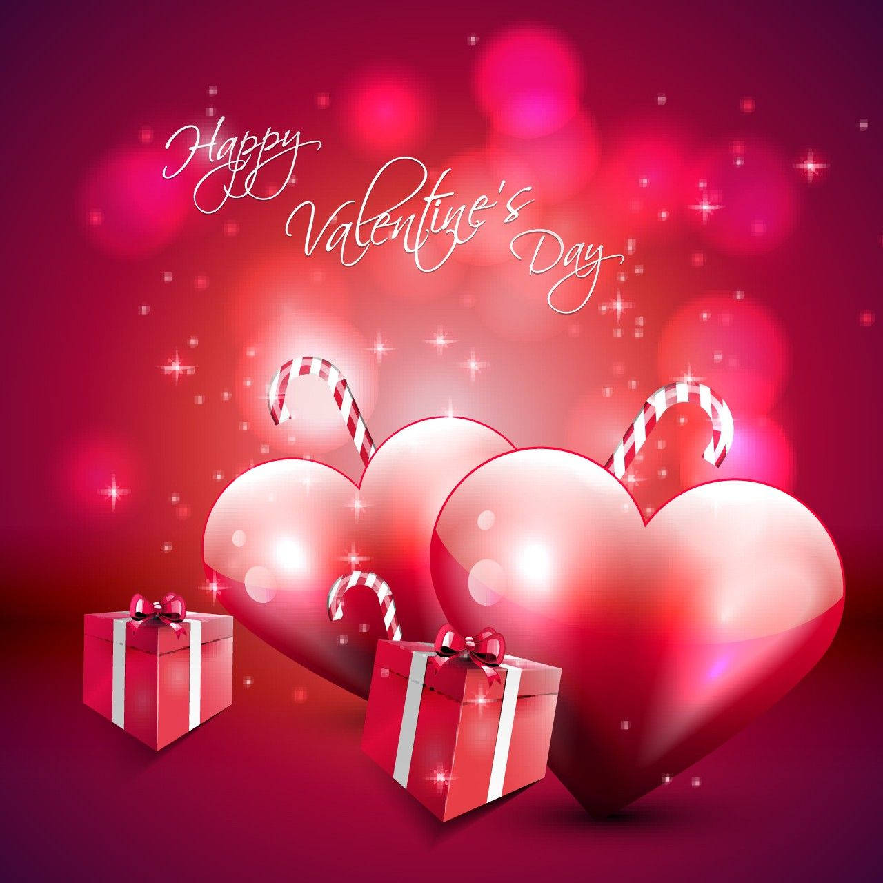 Cute Valentine's Day Heart Canes Gifts Background