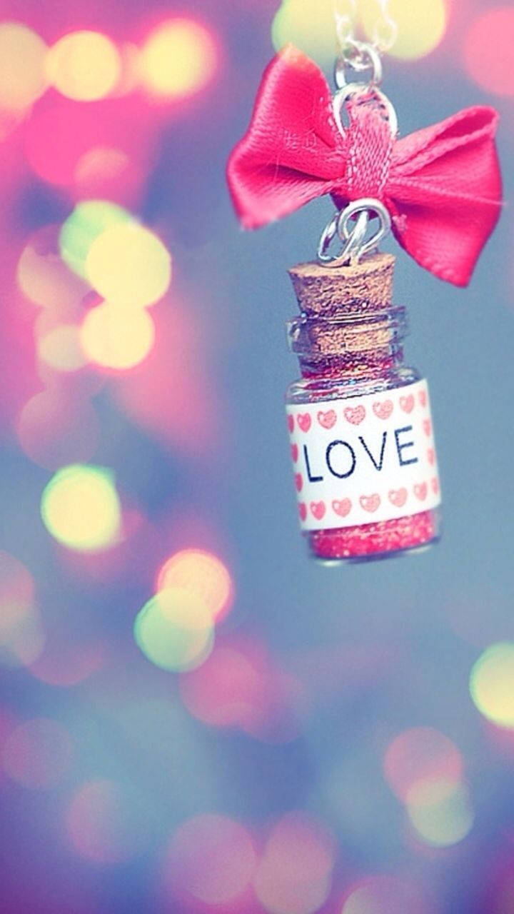 Cute Valentine's Day Love Bottle Keychain Background