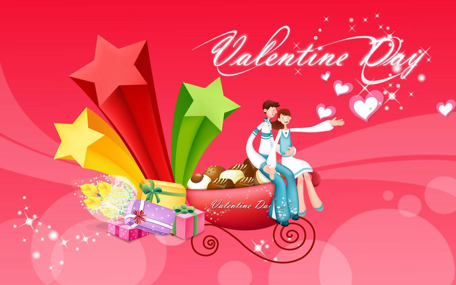 Cute Valentine's Day Stars And Gifts Background