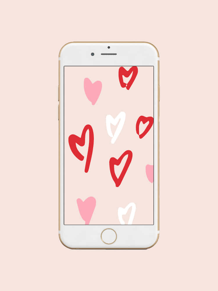 Cute Valentines Hearts Phone Illustration