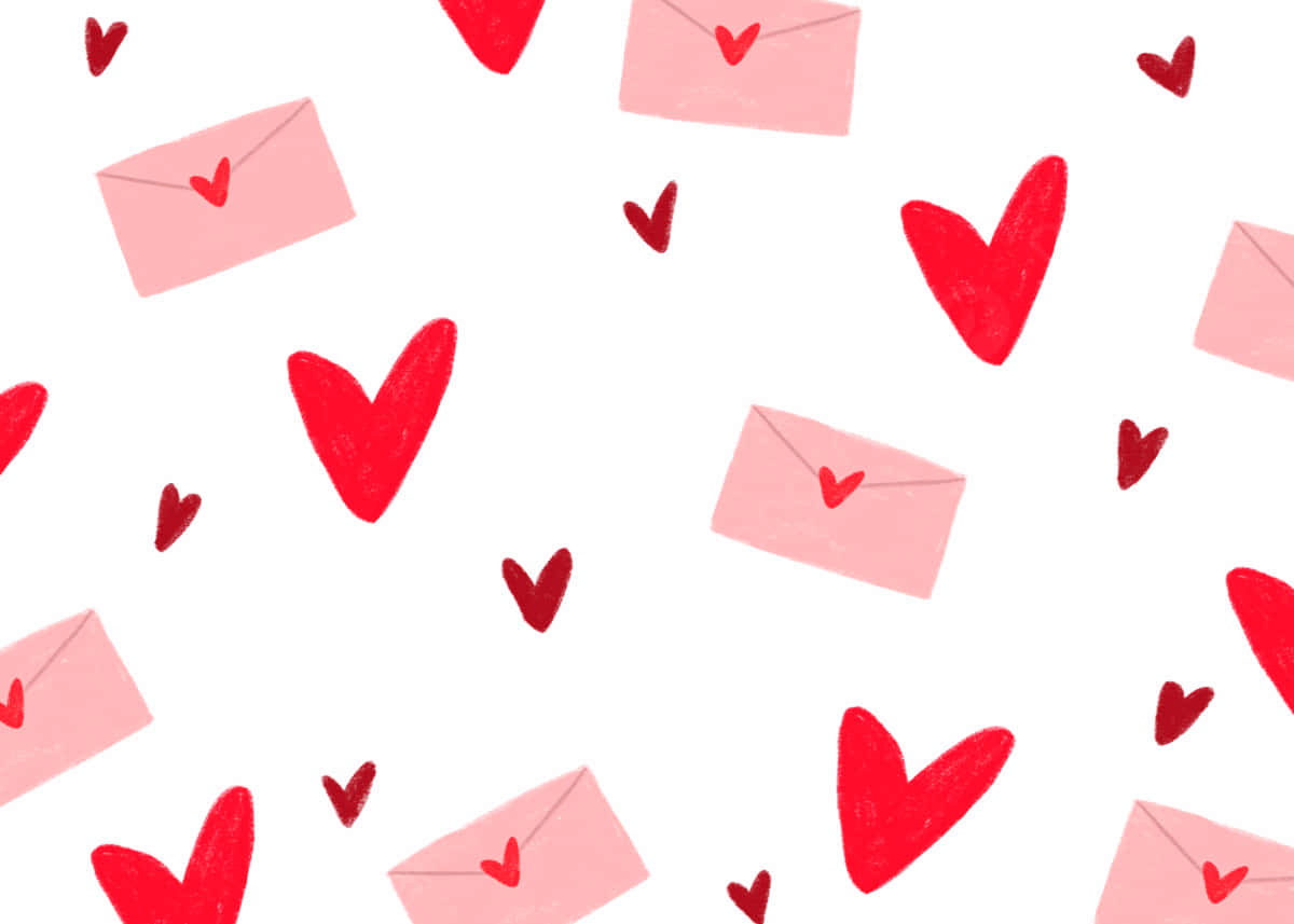 Cute Valentines Red Hearts Digital Artwork Background