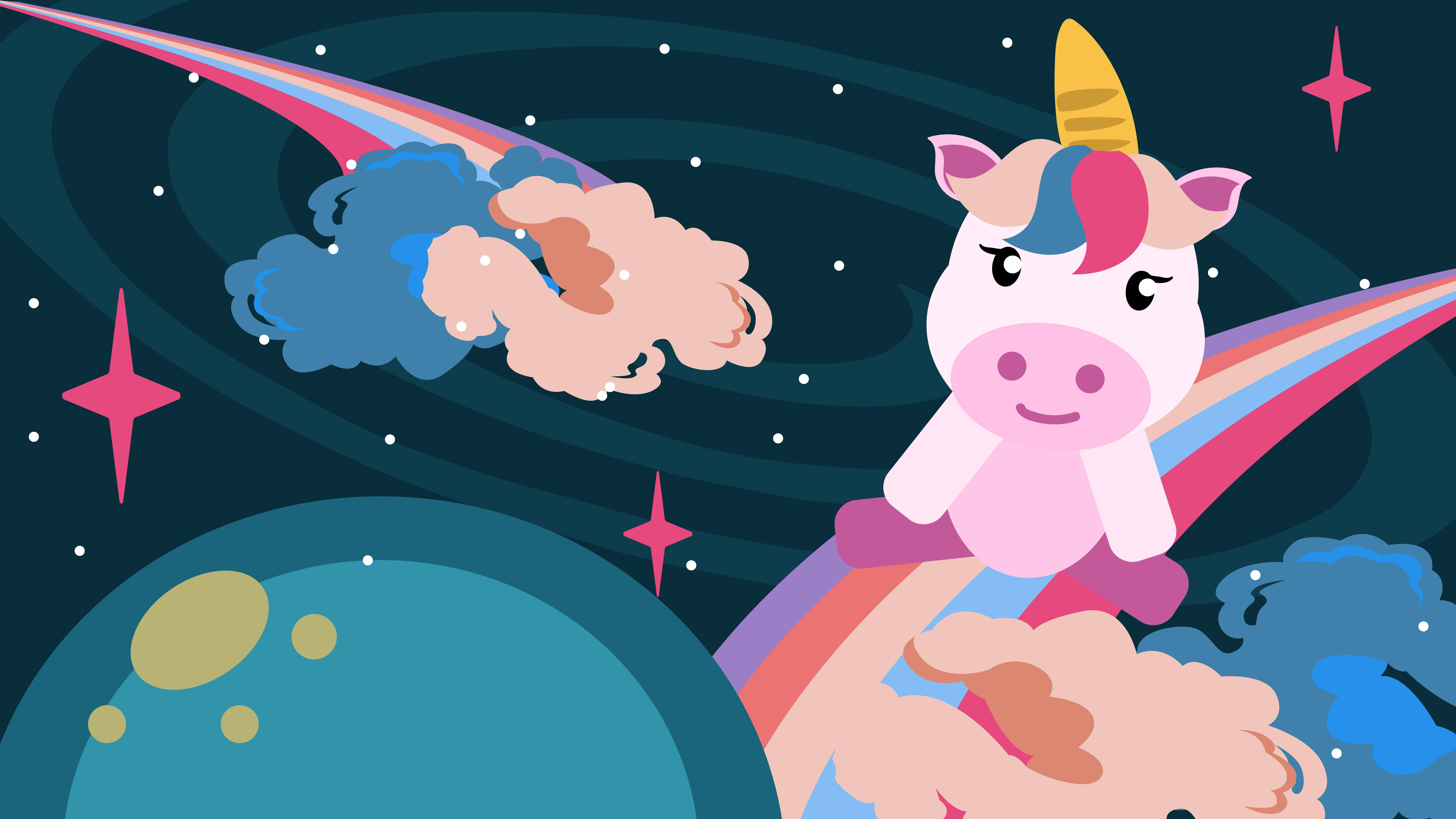 Cute Vector Illustration Galaxy Unicorn Background