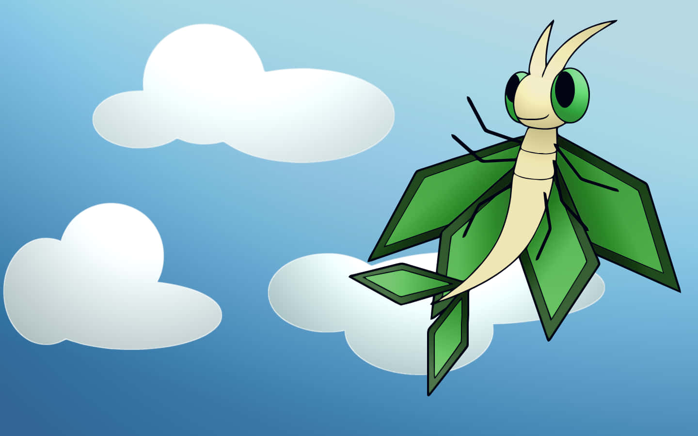 Cute Vibrava Drawing With Clouds Background