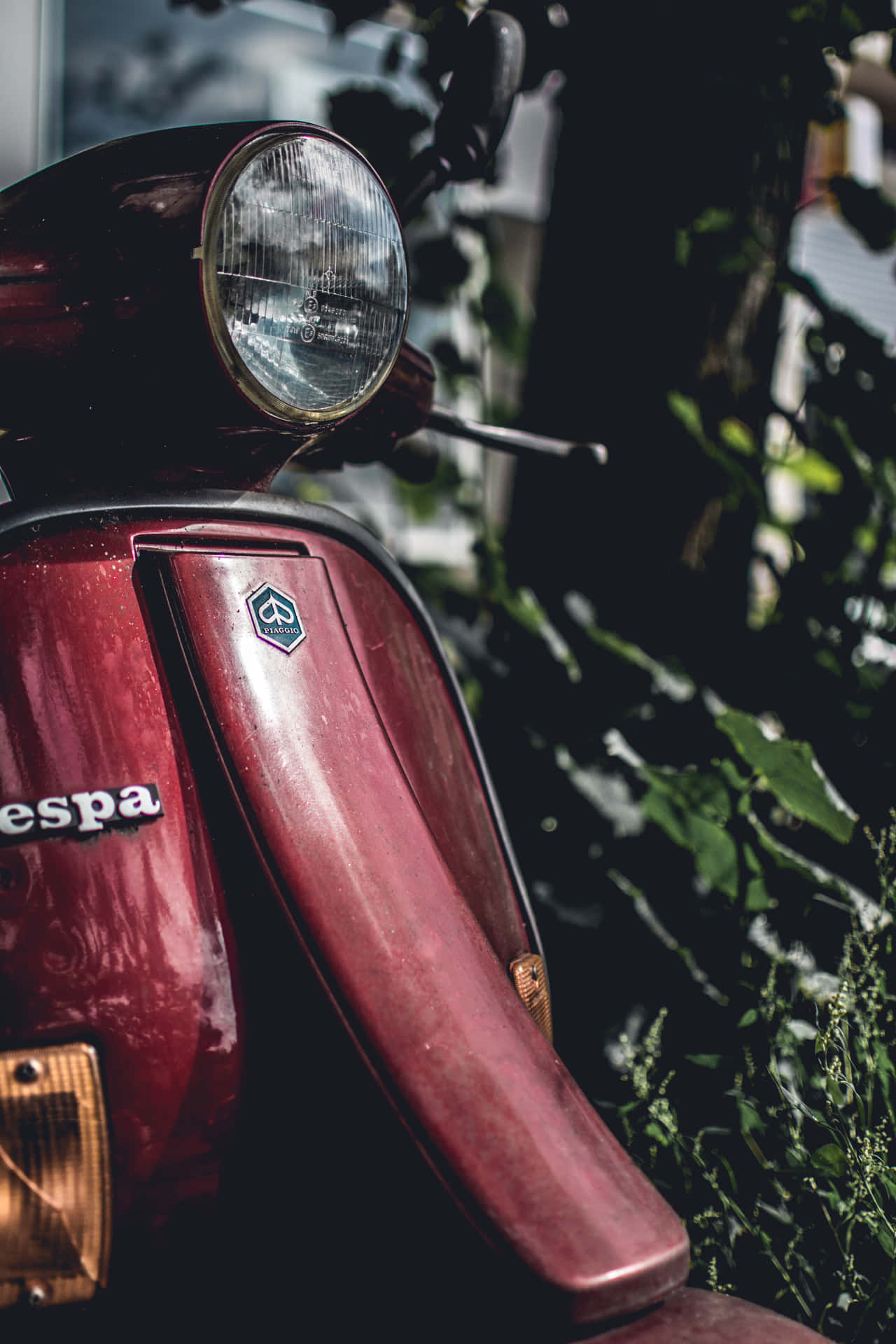 Cute Vintage Red Scooter Background