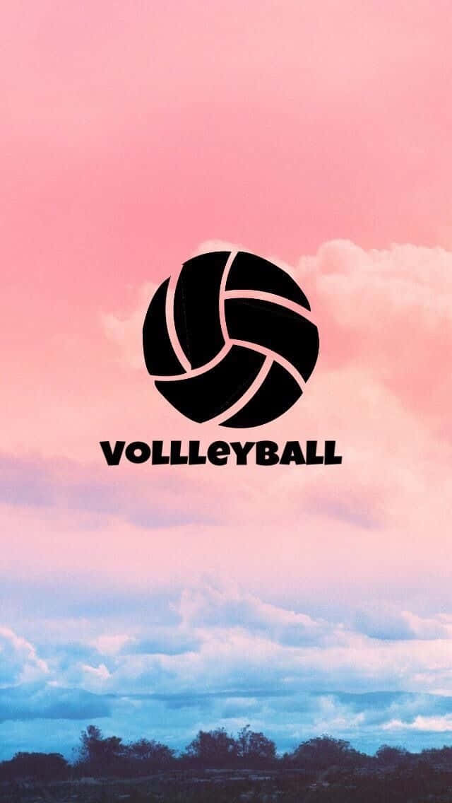 Cute Volleyball Logo On Aesthetic Sky Background