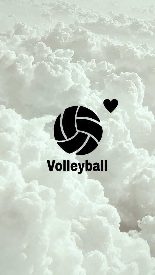 Cute Volleyball Logo On Clouds Background