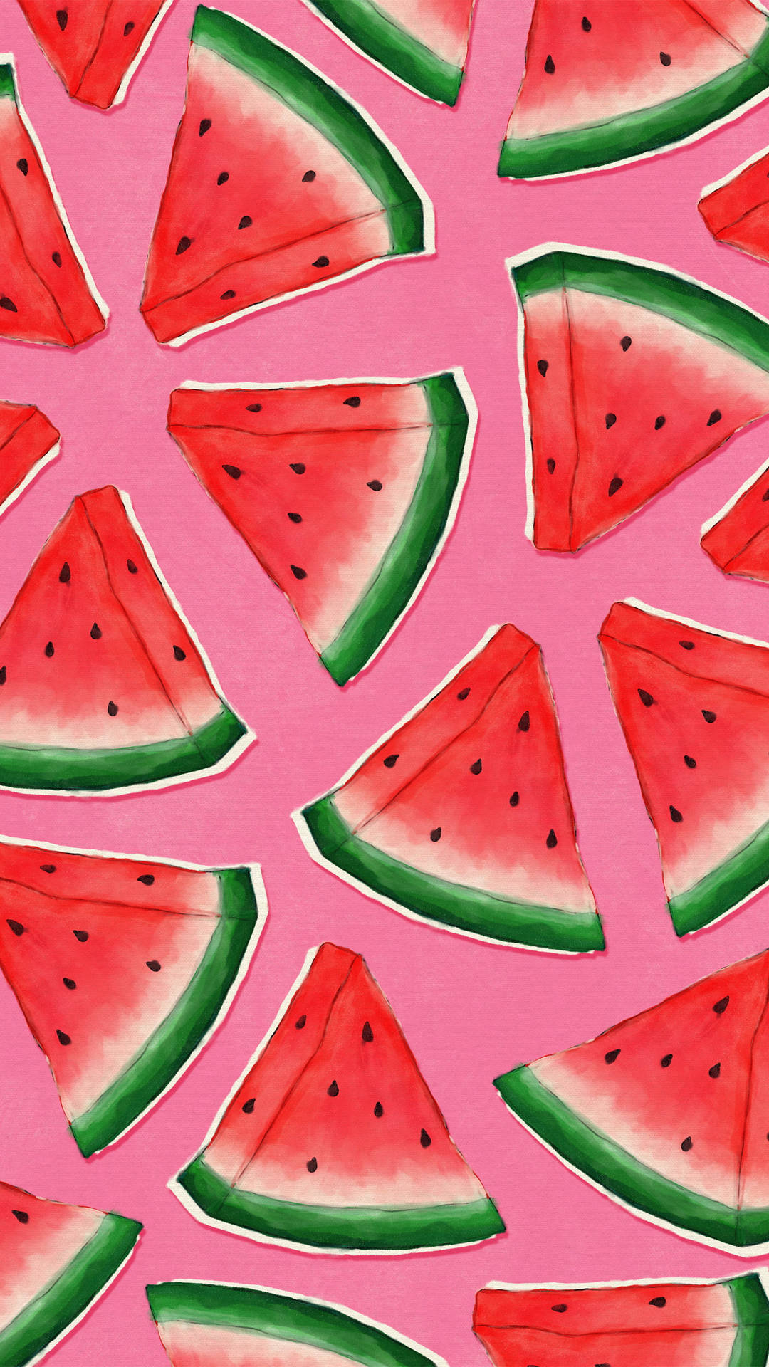 Cute Watermelon On Pink Surface