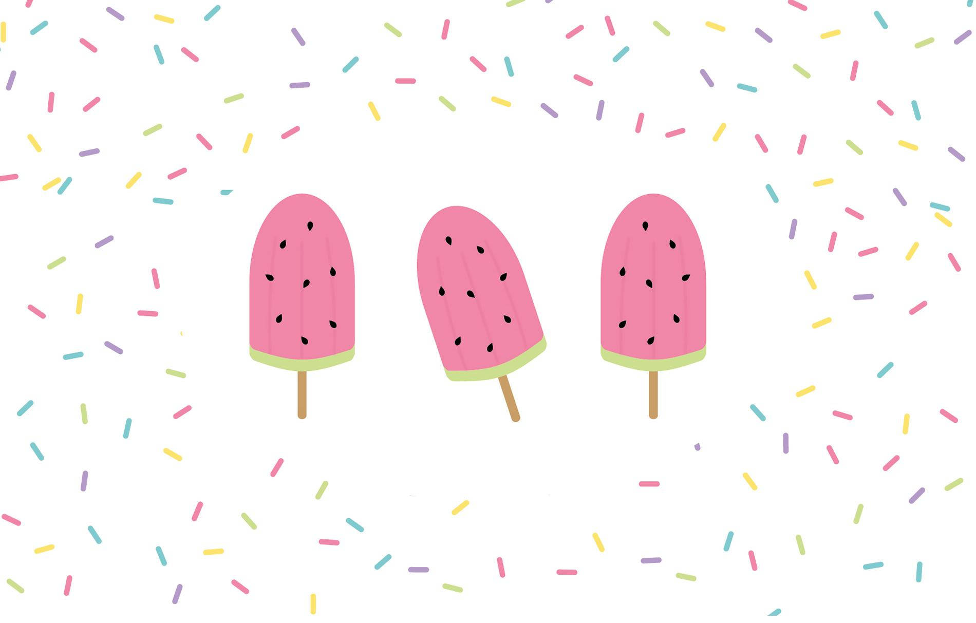 Cute Watermelon Popsicle Drizzles Background