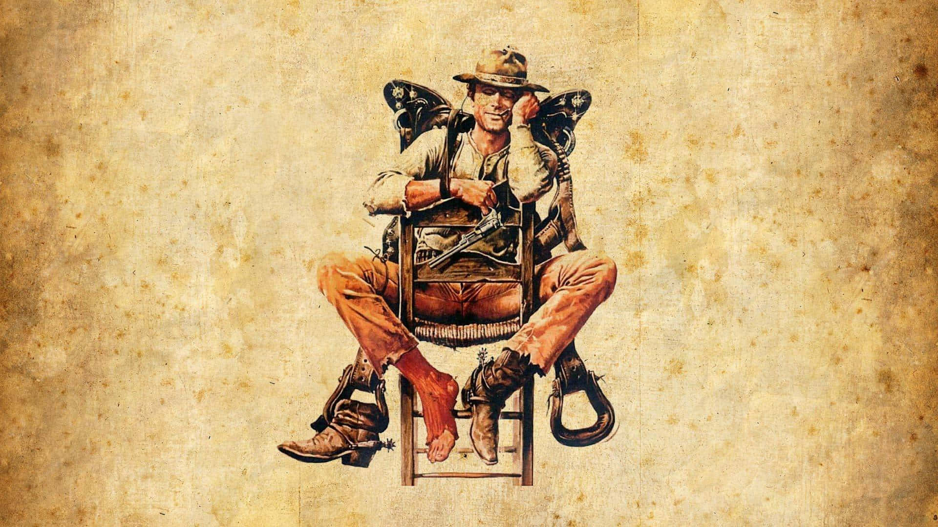 Cute Western Man Chair Background