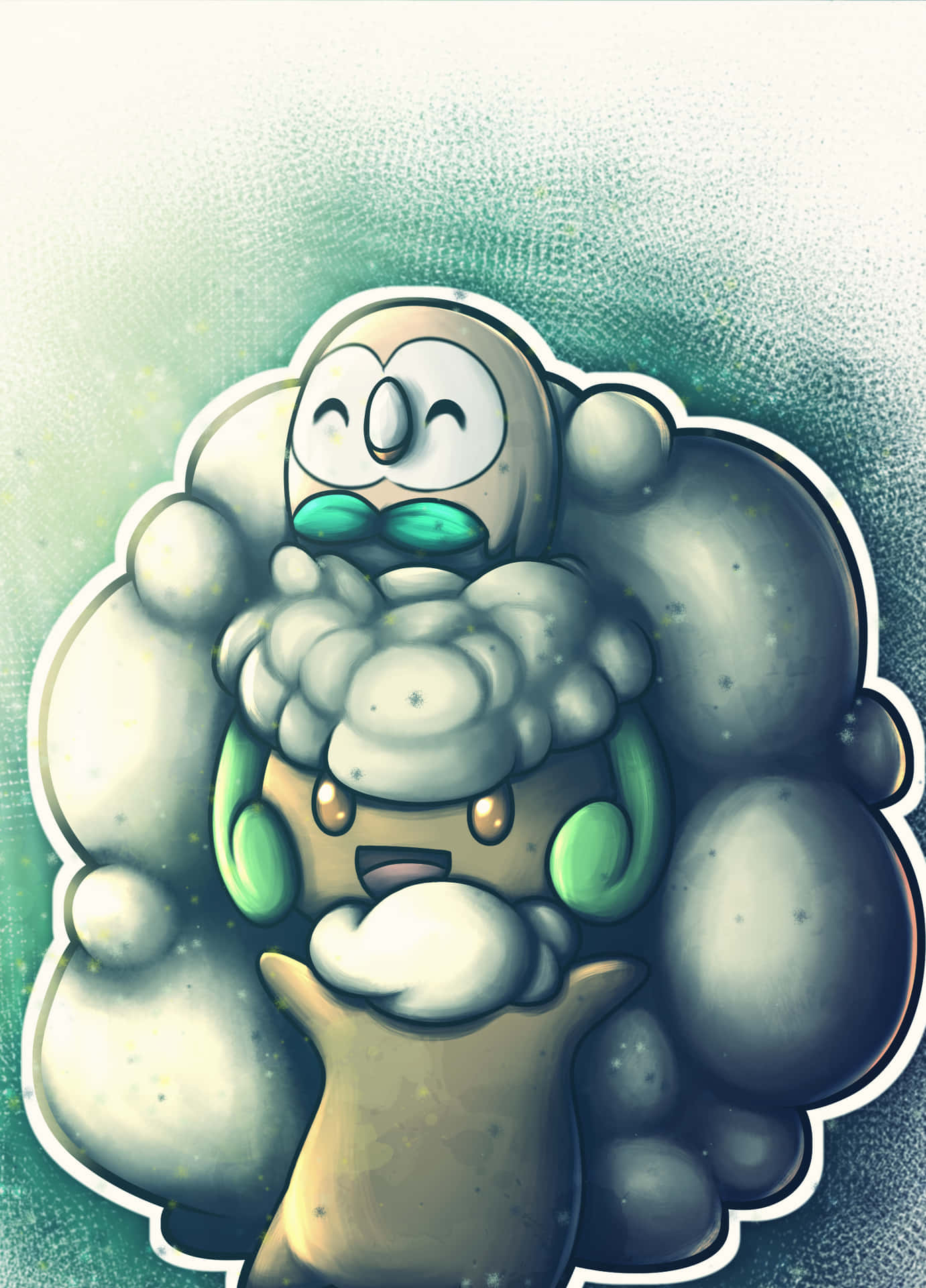 Cute Whimsicott And Rowlet – Pokémon Pals Background
