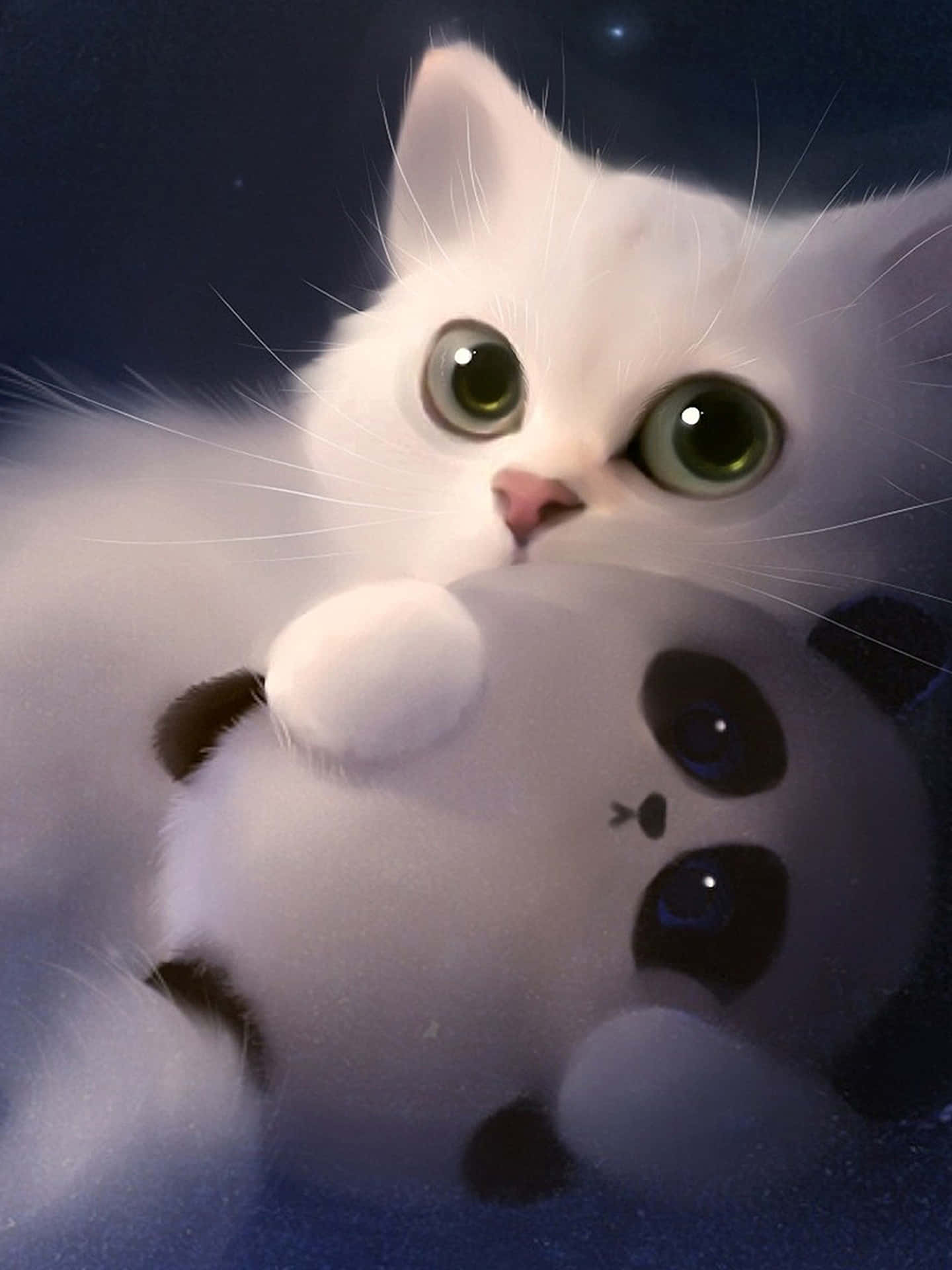 Cute White 3d Cat Background
