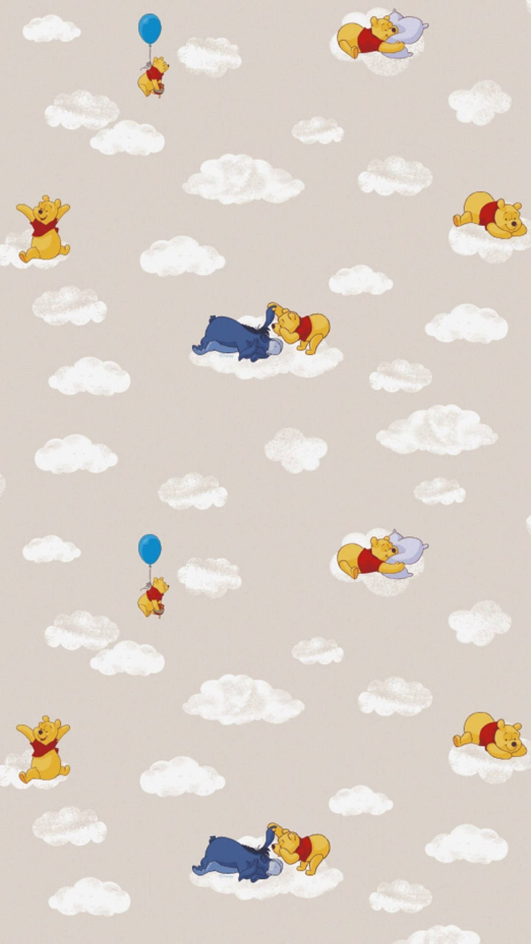 Cute Winnie The Pooh Cloud Pattern Background