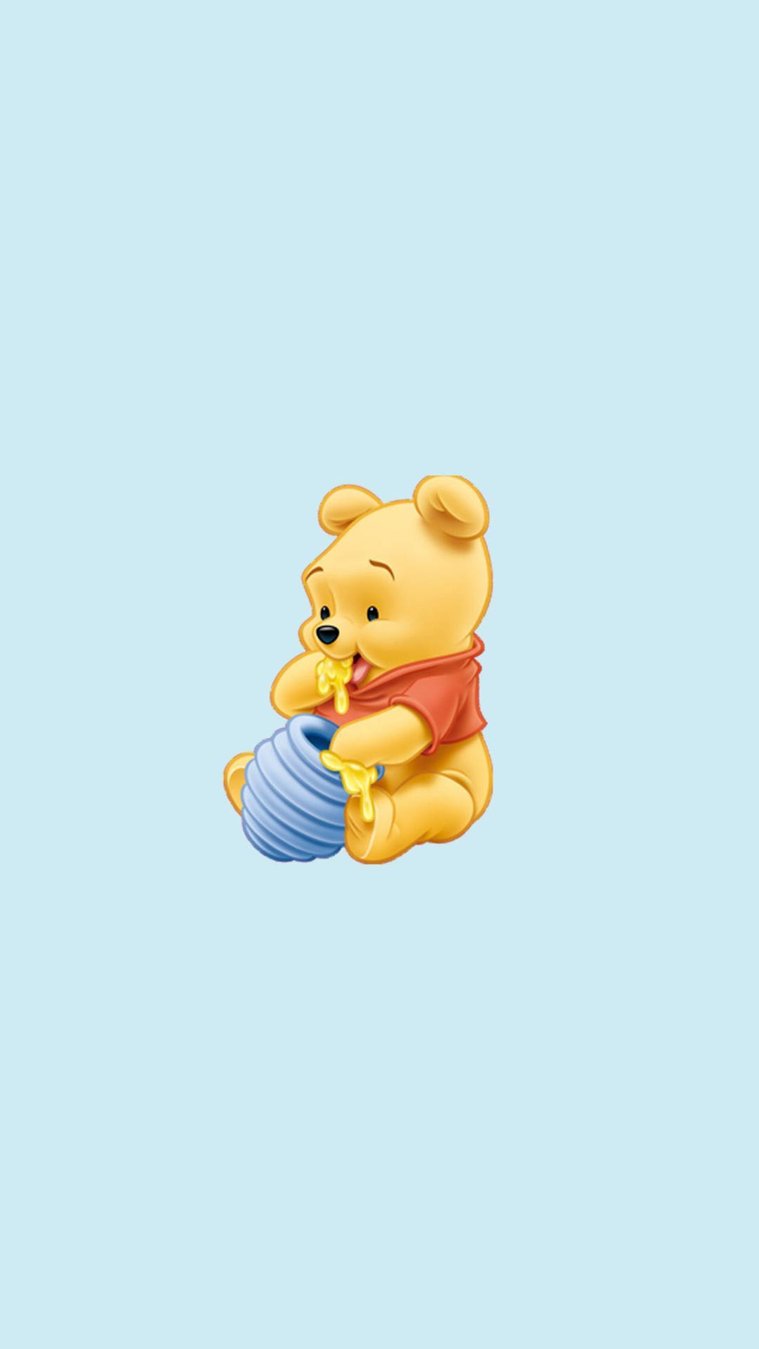 Cute Winnie The Pooh Eating Honey Background