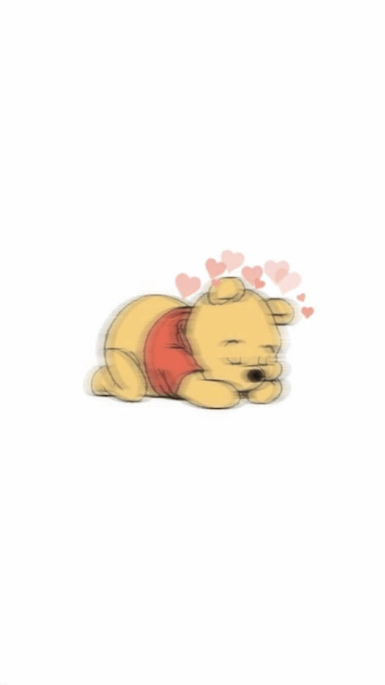 Cute Winnie The Pooh Iphone Blurry White Sleep Background