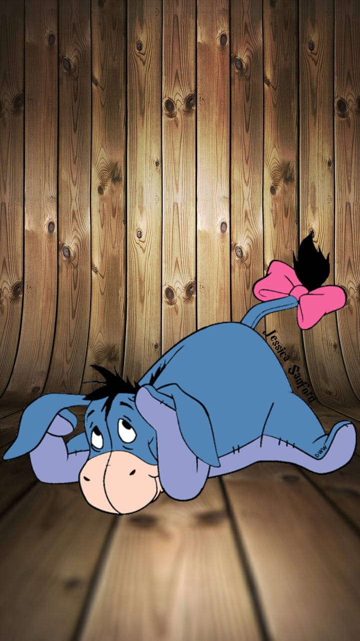 Cute Winnie The Pooh Iphone Eeyore Wood Planks Background