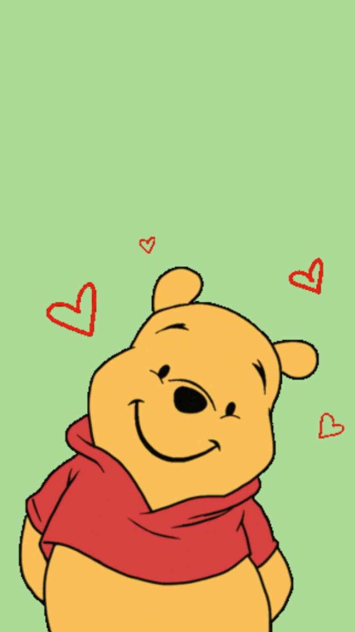 Cute Winnie The Pooh Iphone Green Background Smile