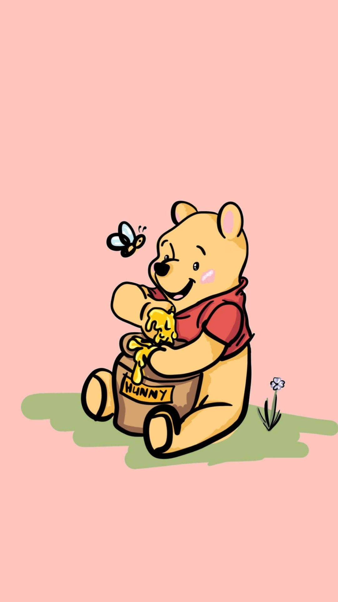 Cute Winnie The Pooh Iphone Pink Background Butterfly Background