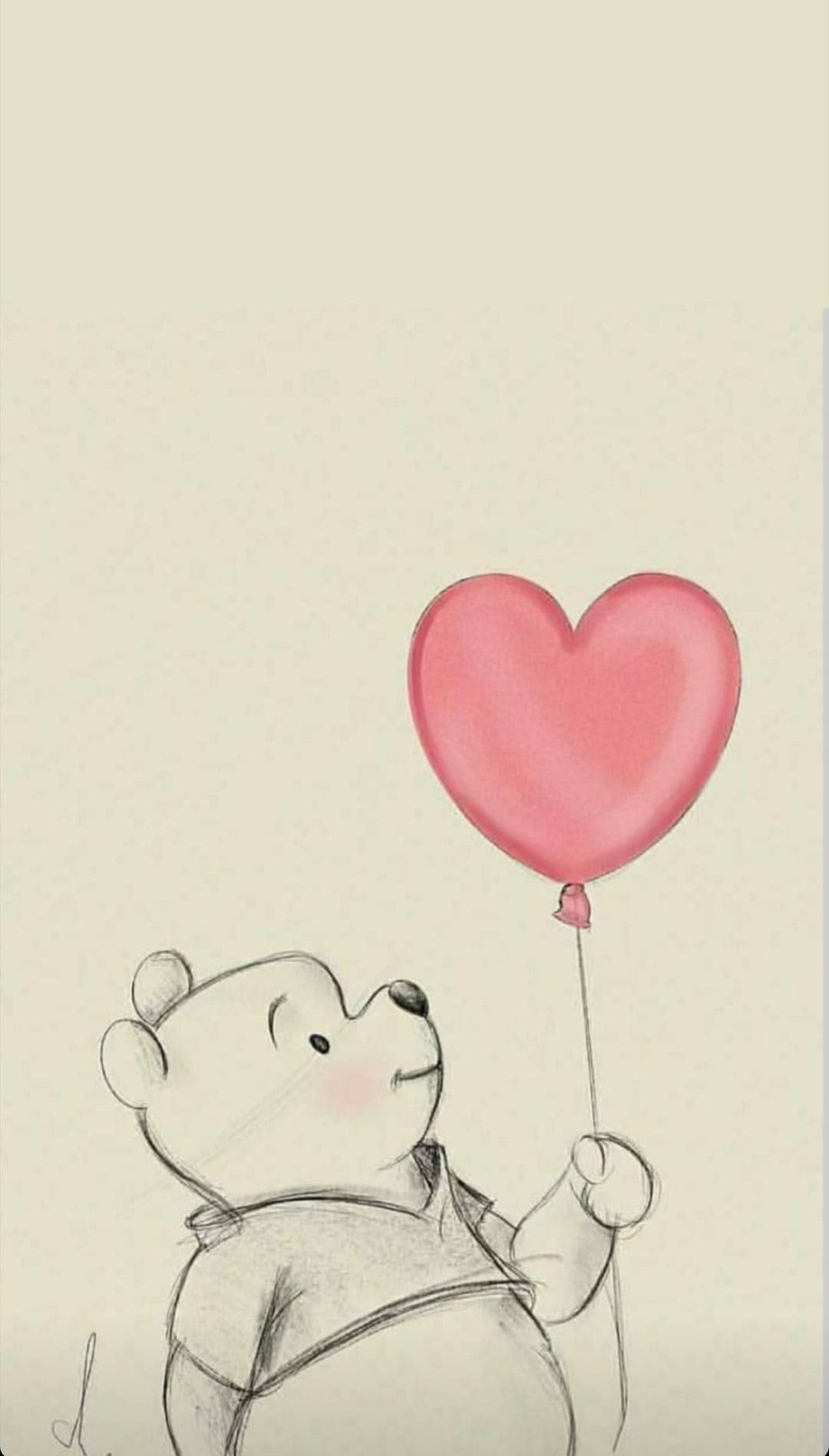 Cute Winnie The Pooh Iphone Red Heart Balloon Background