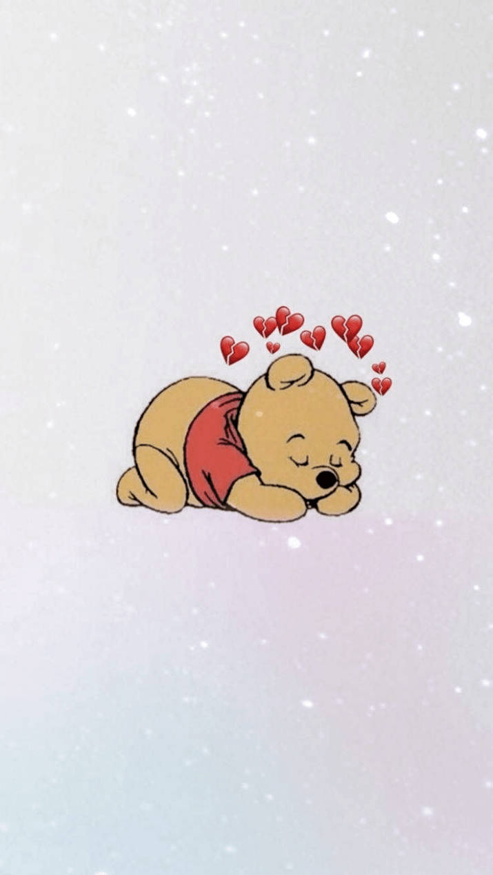 Cute Winnie The Pooh Iphone Sparkling Background Sleeping