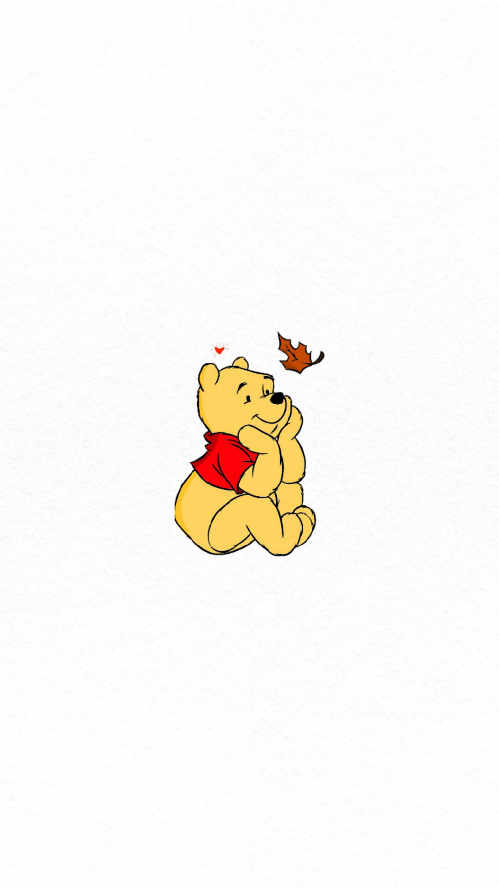 Cute Winnie The Pooh Iphone Thinking Leaf Background