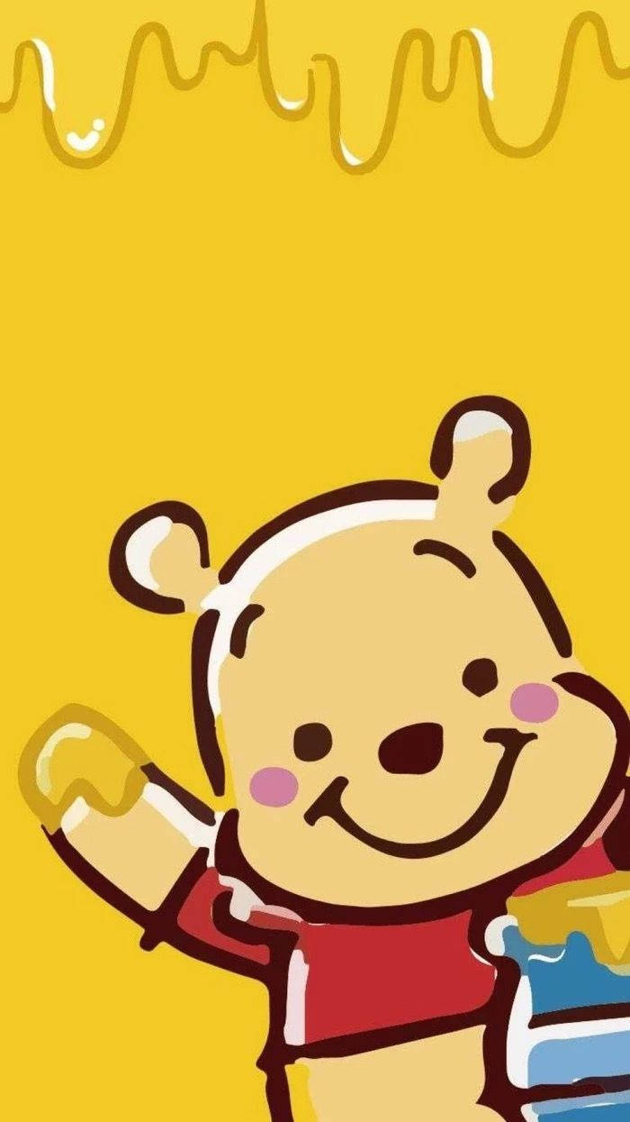 Cute Winnie The Pooh Waving Background