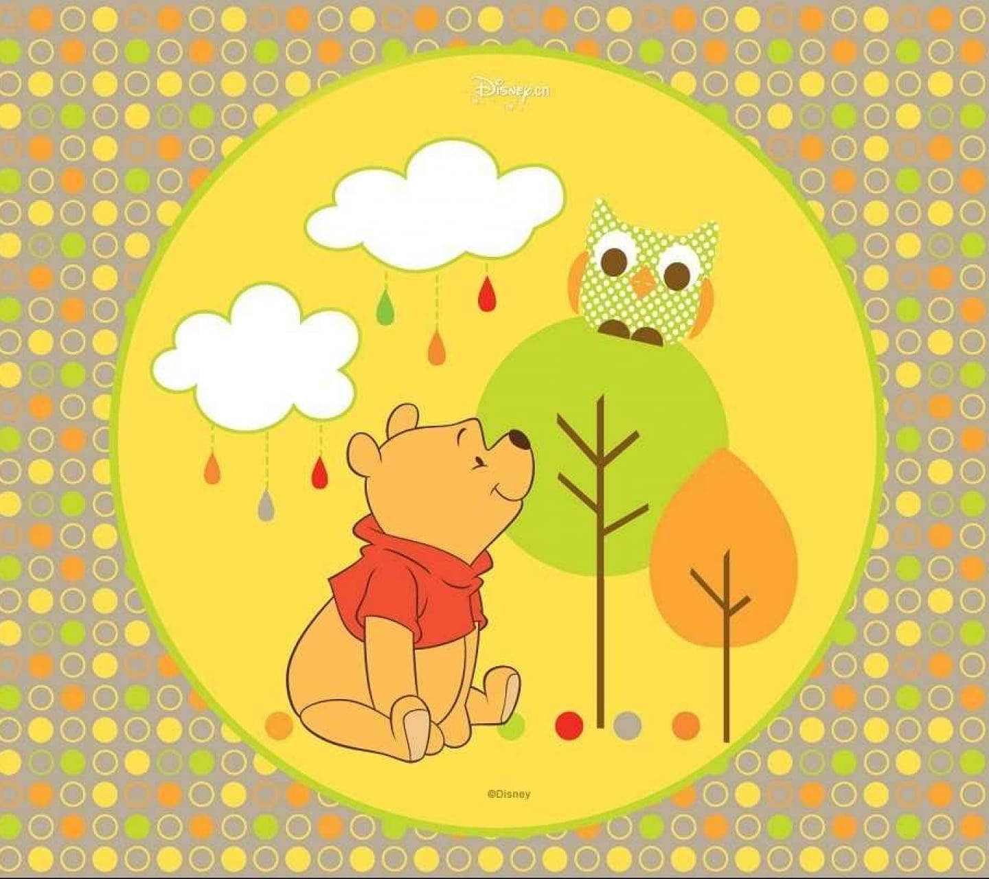 Cute Winnie The Pooh With Owl Background