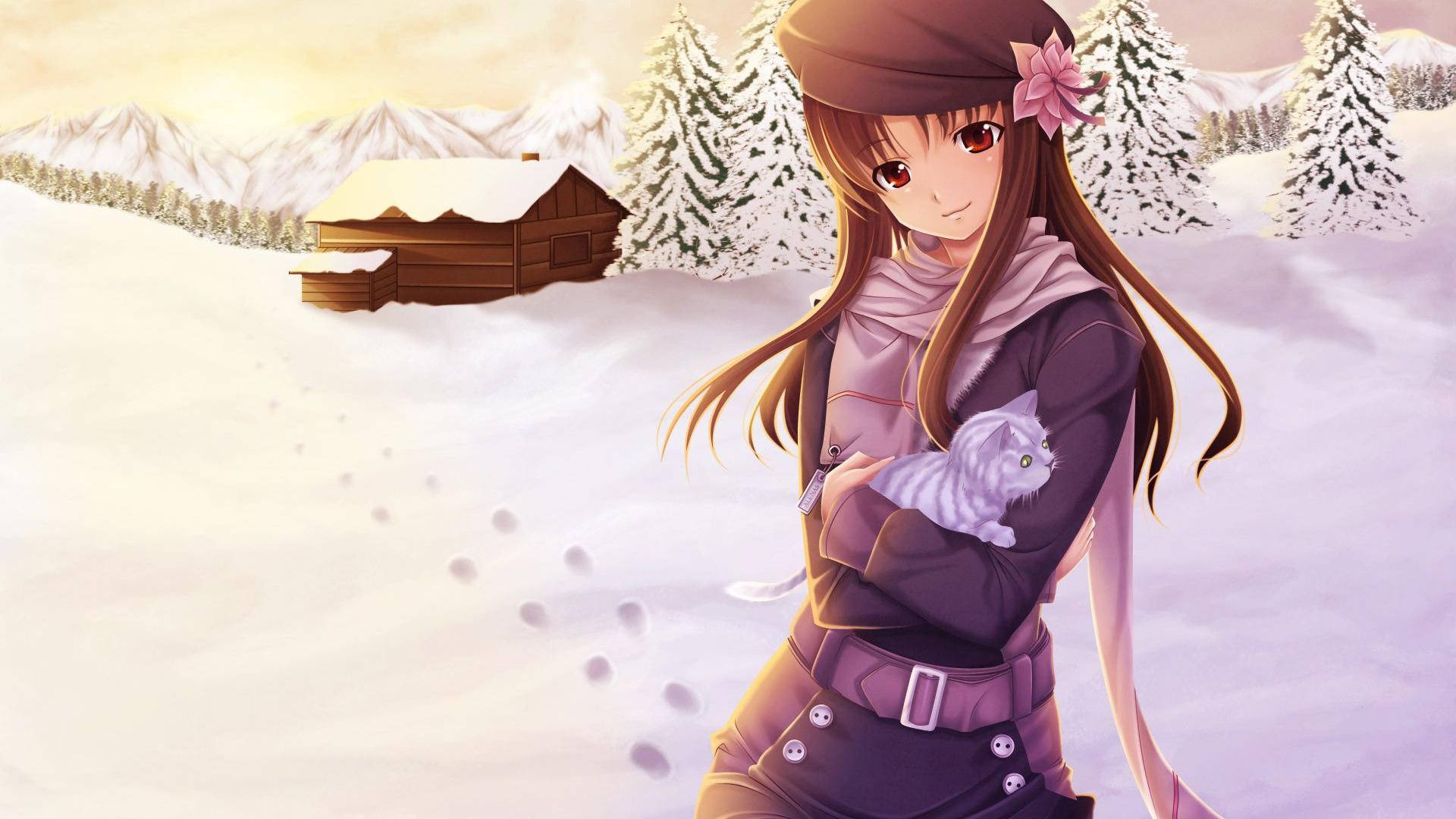 Cute Winter Girly Cartoon Background