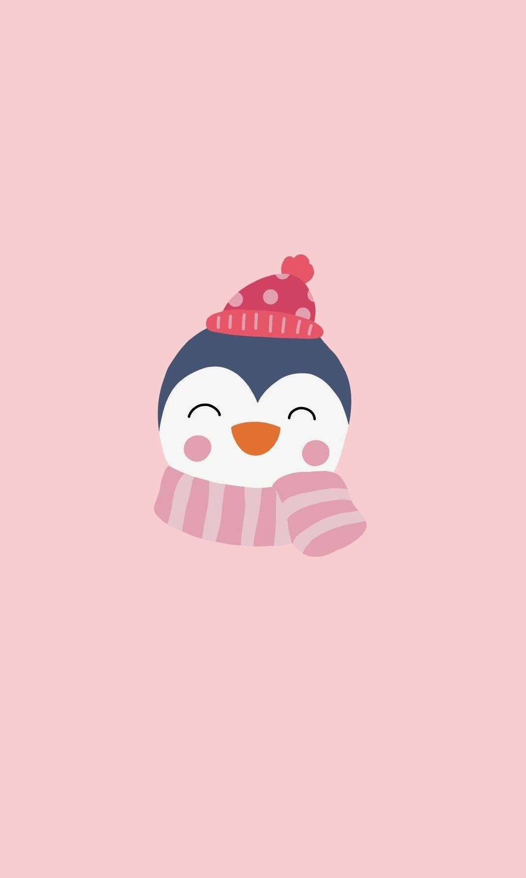 Cute Winter Iphone Penguin Pink Aesthetic Background