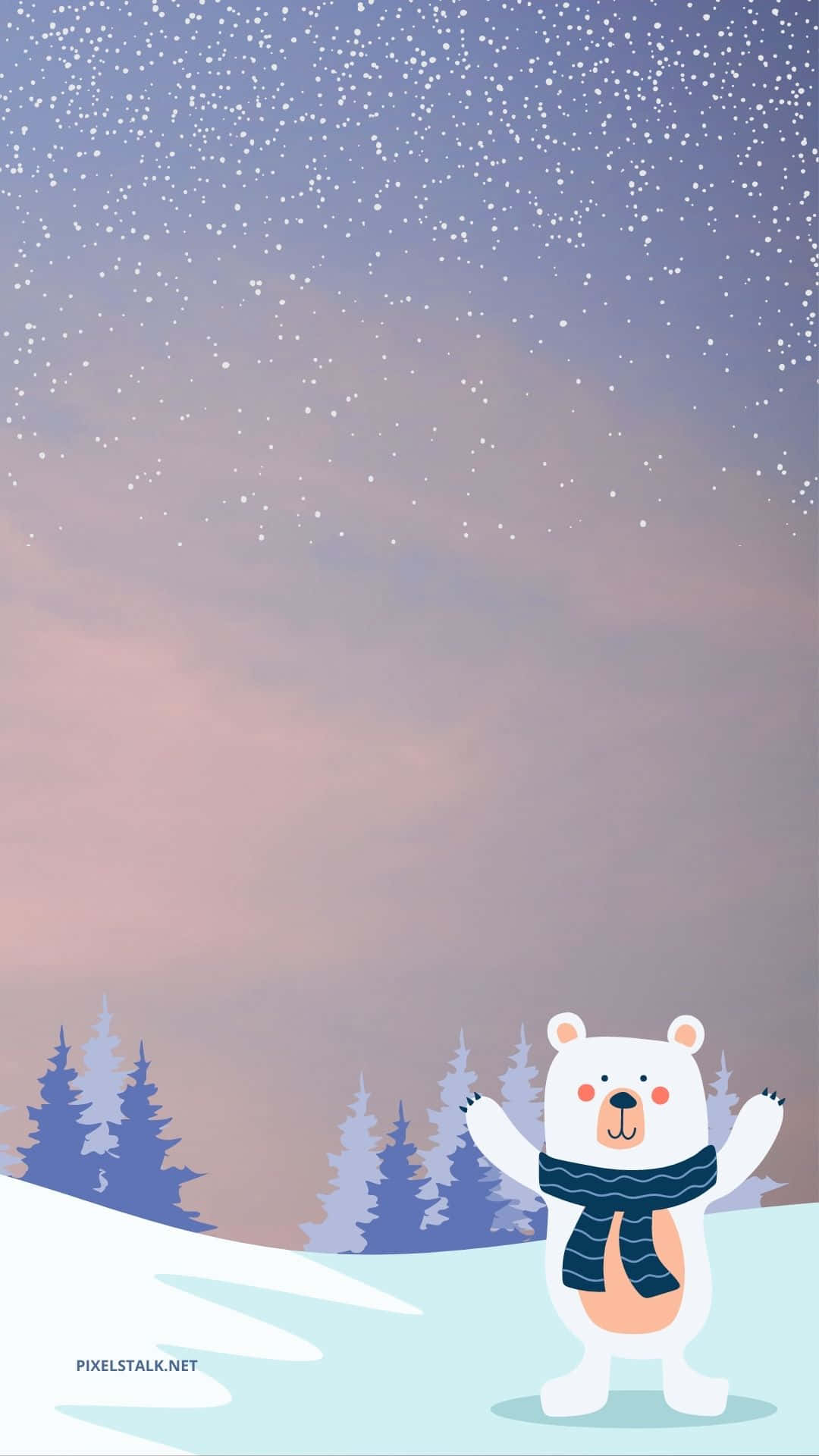 Cute Winter Polar Bear Phone Background