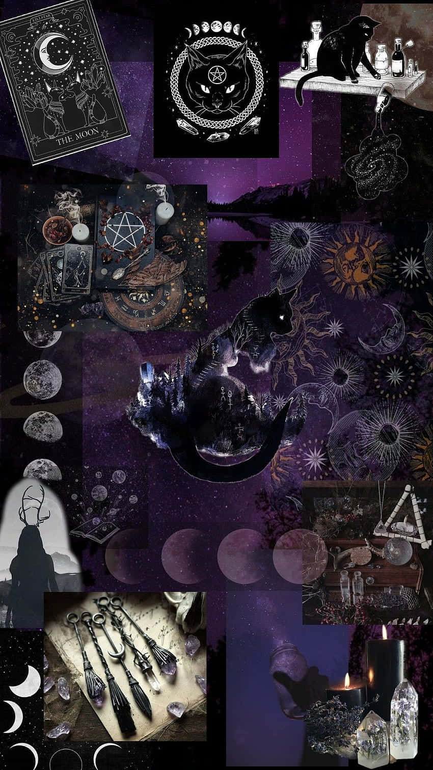 Cute Witchy Collage Of Trinkets And Things Background