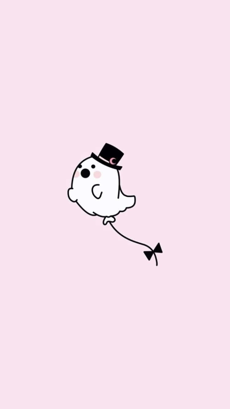 Cute Witchy Minimalist Ghost Balloon Background