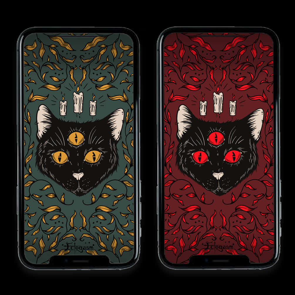 Cute Witchy Three-eyed Cats Background