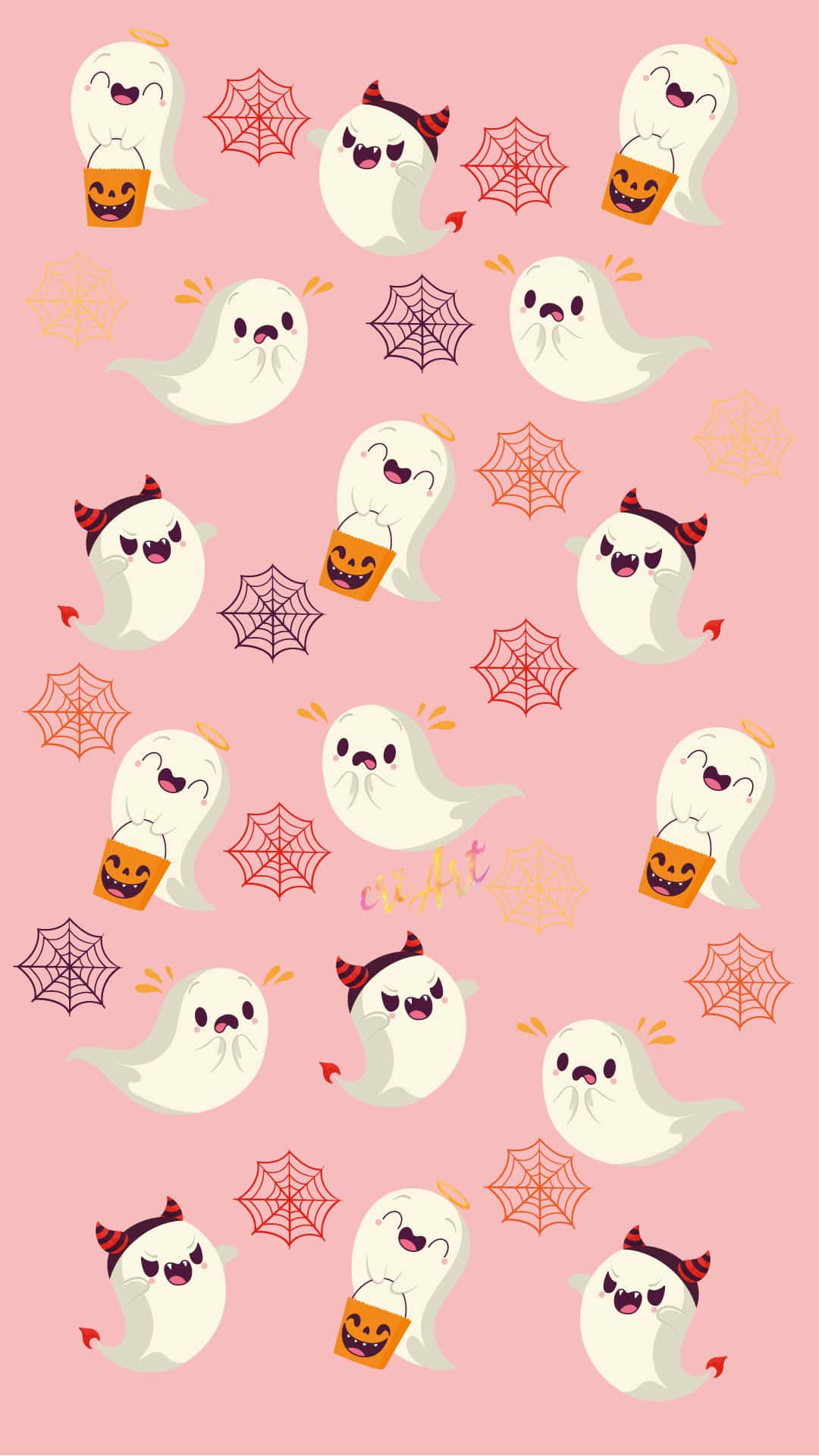 Cute Witchy Trick Or Treating Ghosts Background