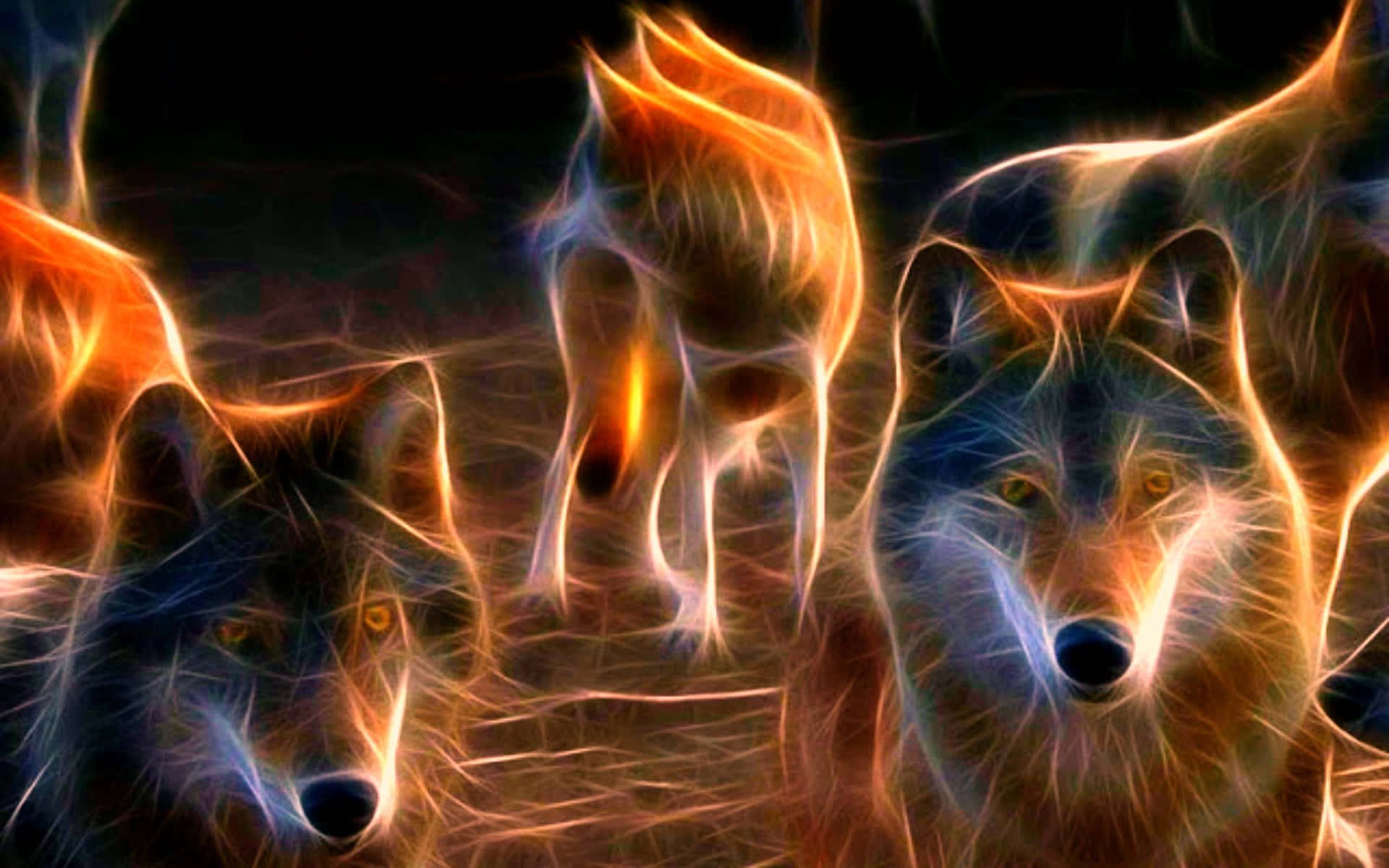 Cute Wolves Digital Art Background