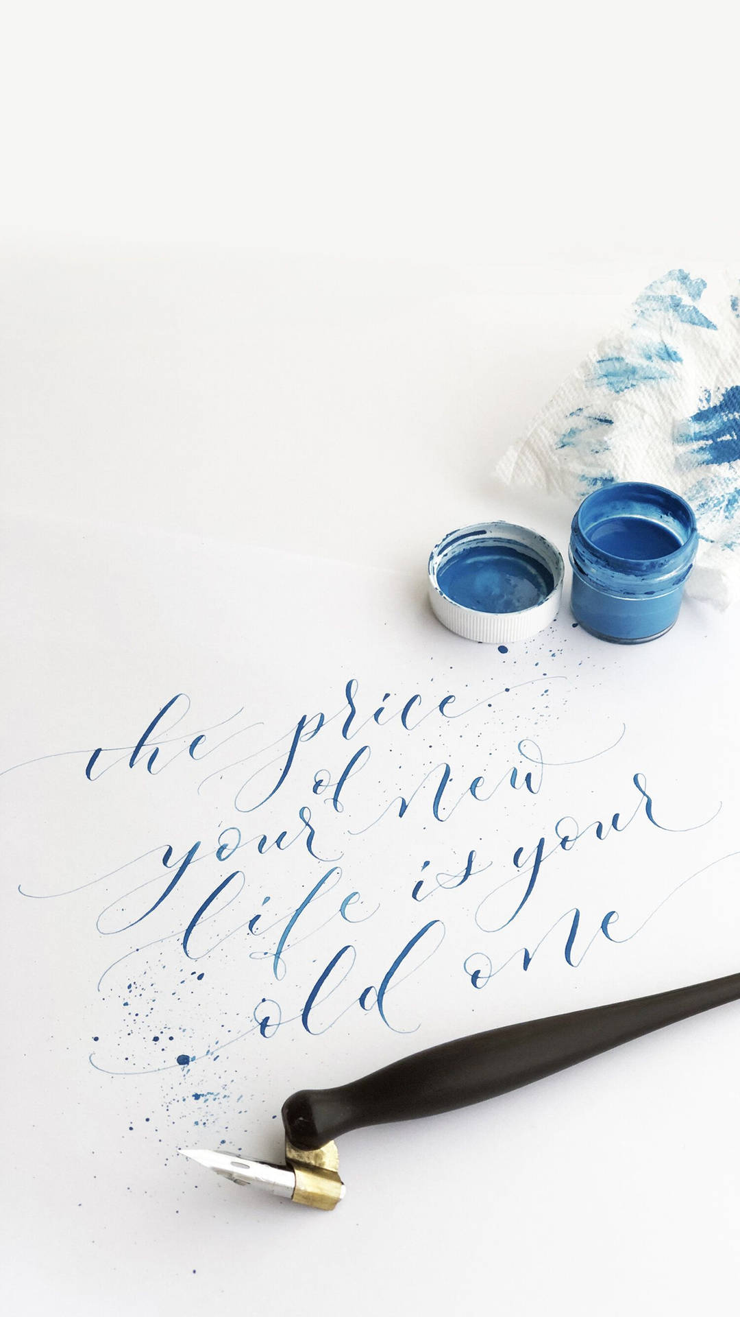 Cute Writing In Blue Ink Background