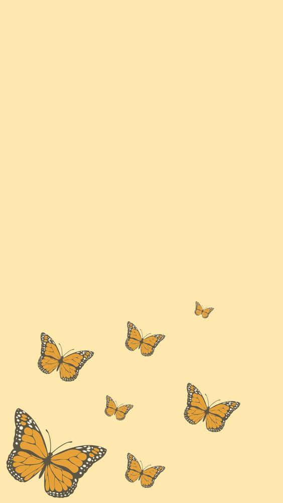 Cute Yellow Butterflies Art Background