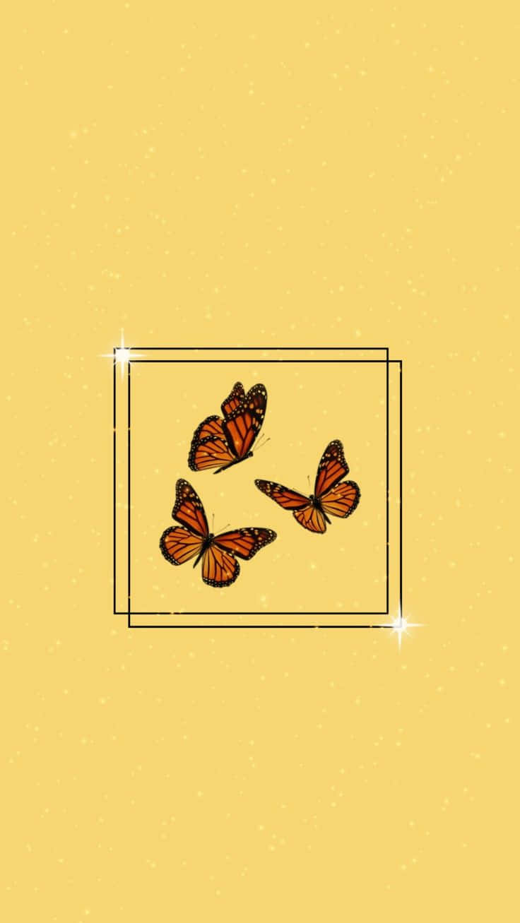 Cute Yellow Butterflies Minimalist Background