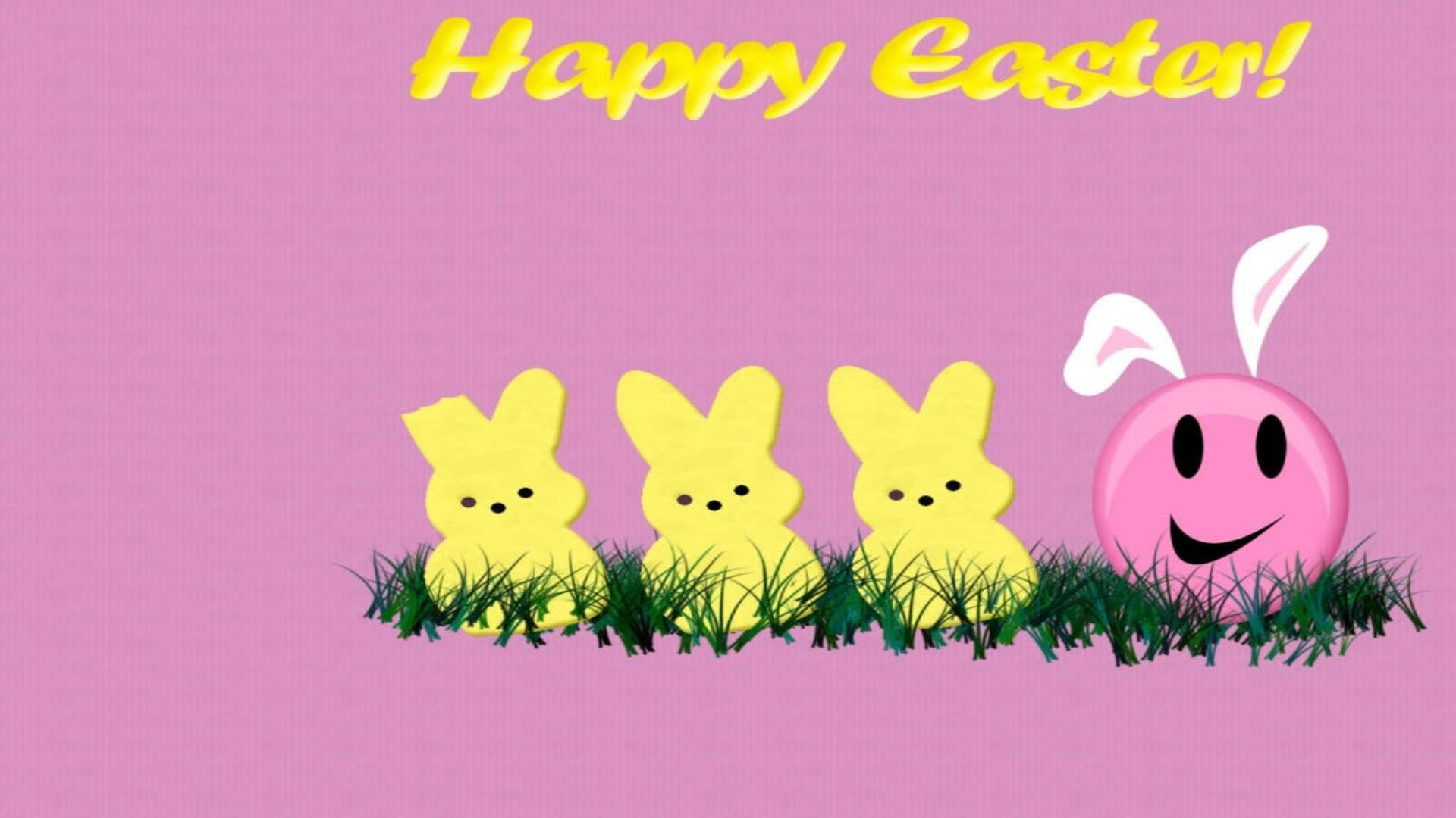 Cute Yellow Easter Bunnies Background