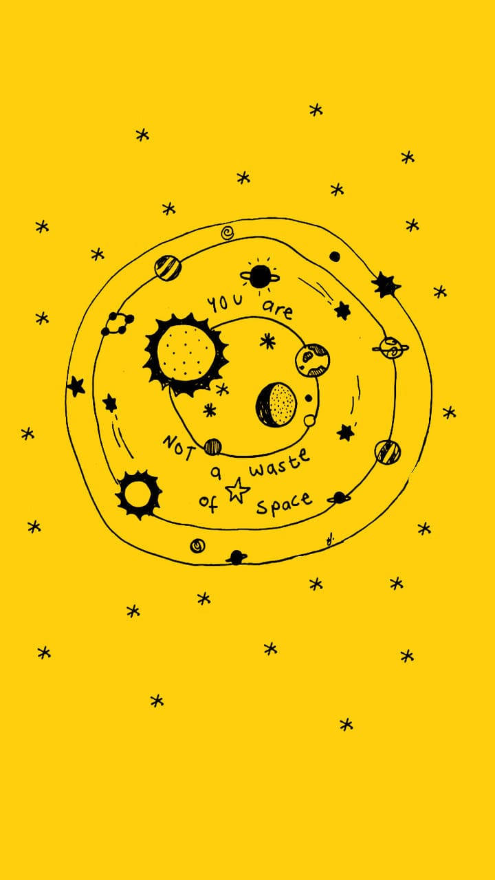 Cute Yellow Outer Space Graphic