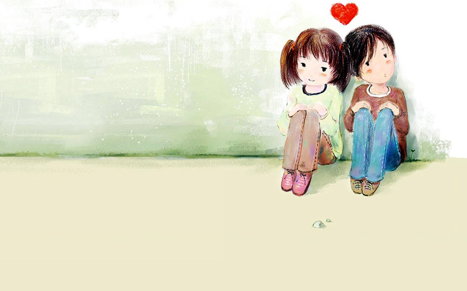 Cute Young Cartoon Couple Background