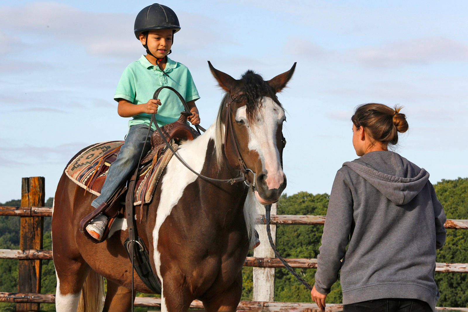 Cute Young Equestrian Horseback Riding Background