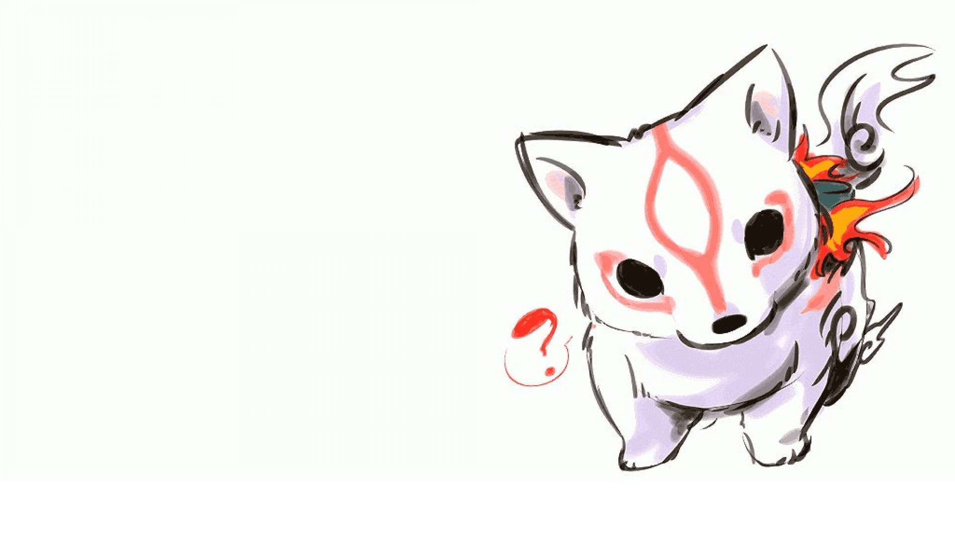 Cute Young Wolf Okami Background
