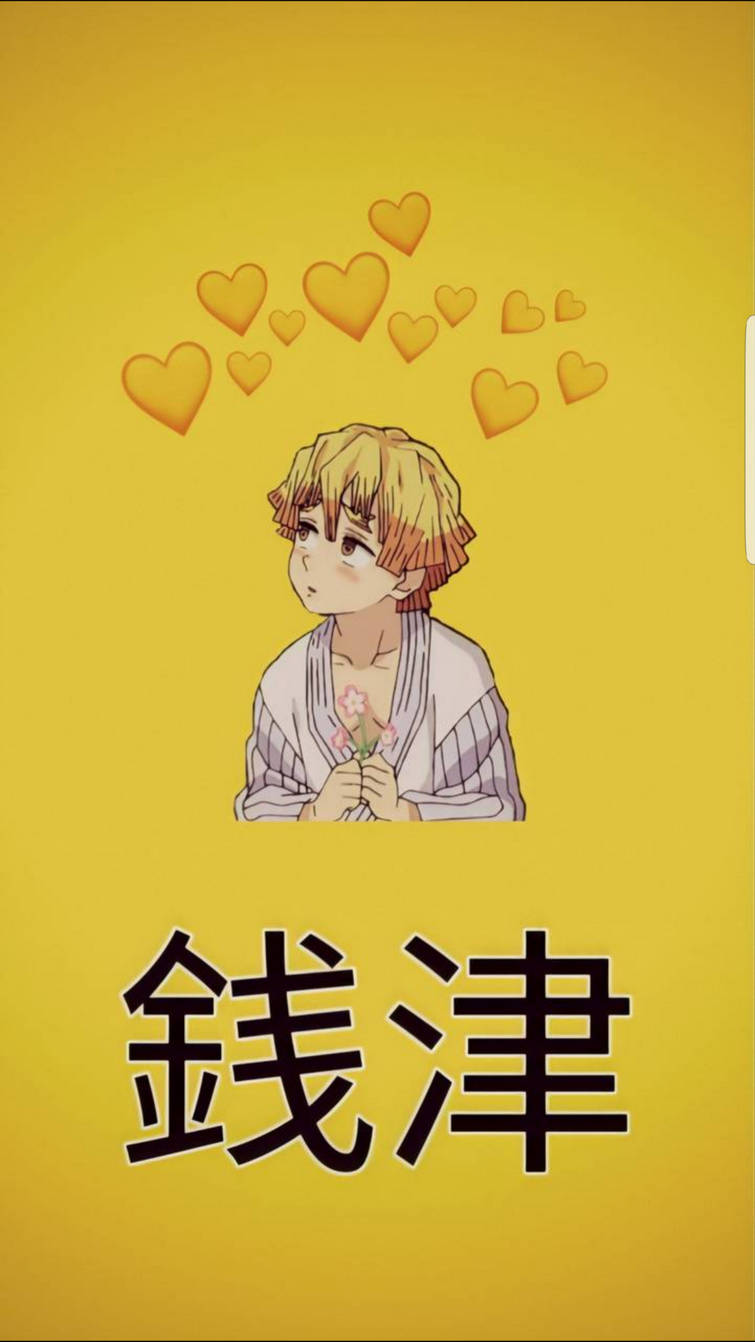 Cute Zenitsu Yellow Hearts