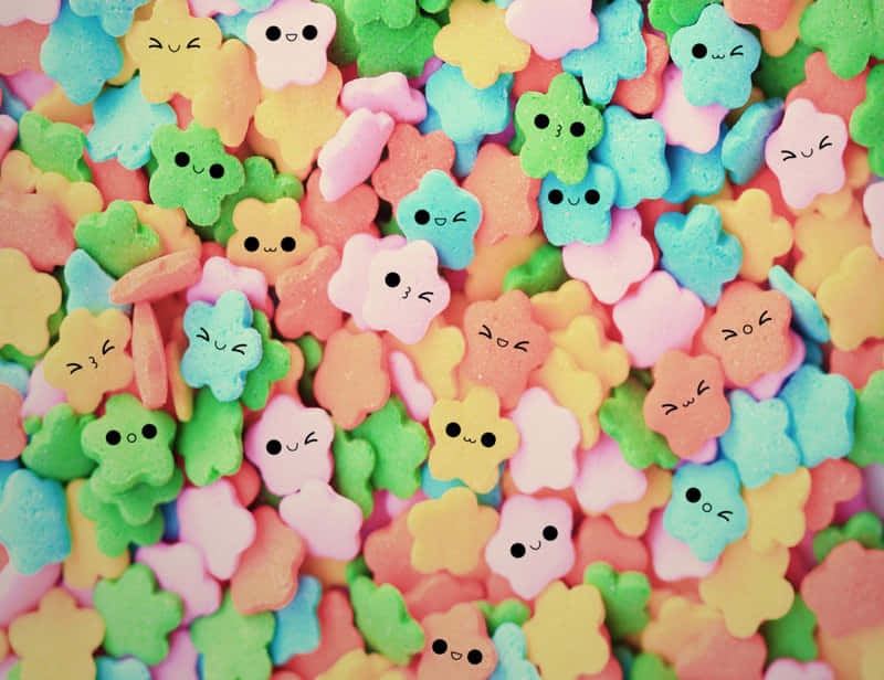 Cutely Delicious Star-shaped Candies Background