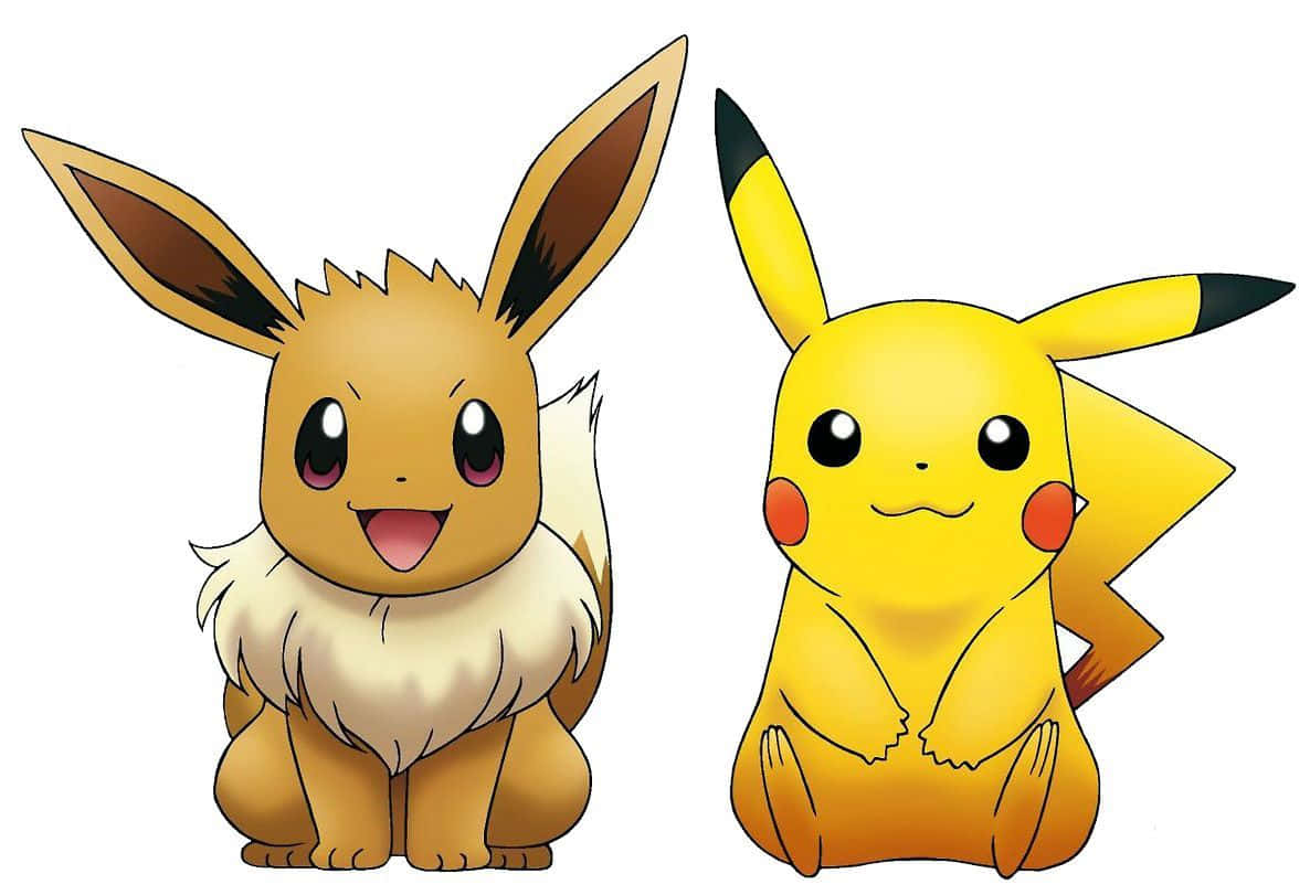Cuteness Overload - Pikachu And Eevee Snuggle Together Background