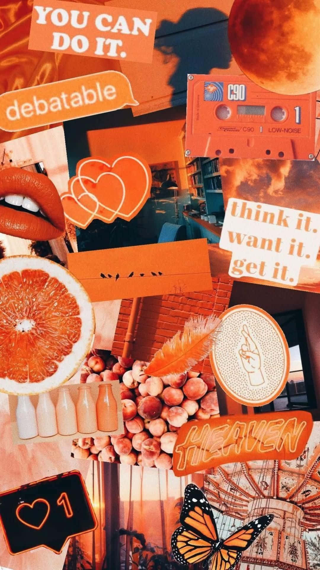 Cutouts Collage Orange Aesthetic Phone Background