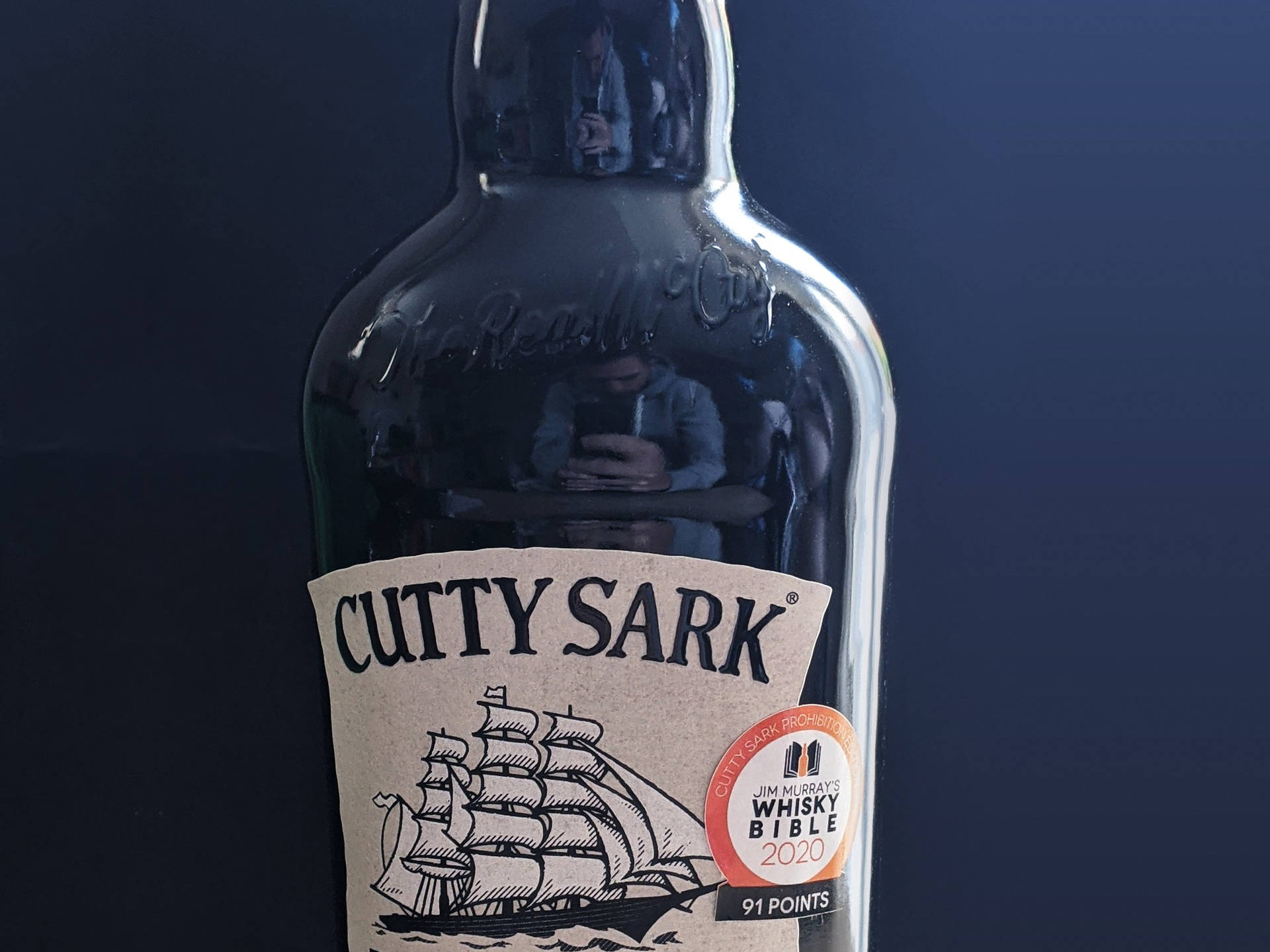 Cutty Sark Black Bottle Close-up Background