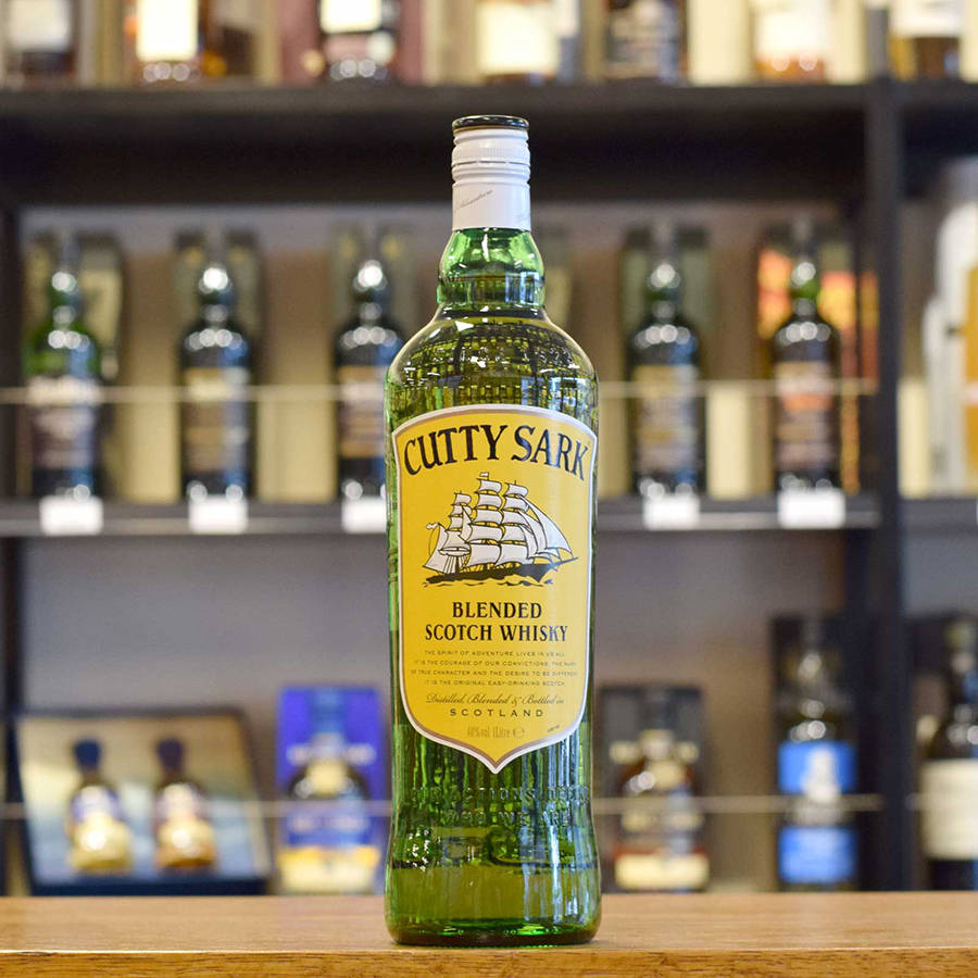 Cutty Sark Blended Scotch Whisky On A Bar Counter Background