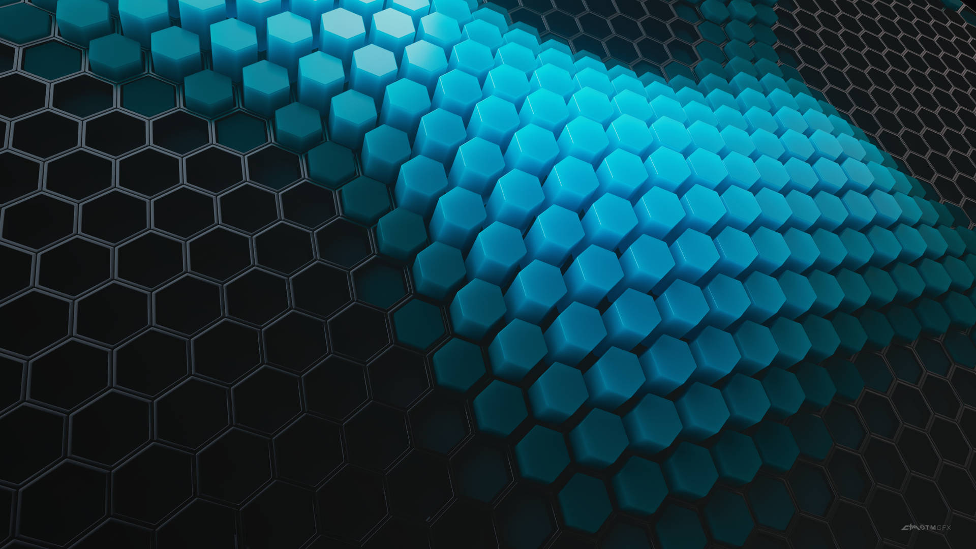 Cyan 3d Hexagonal Tiles Background
